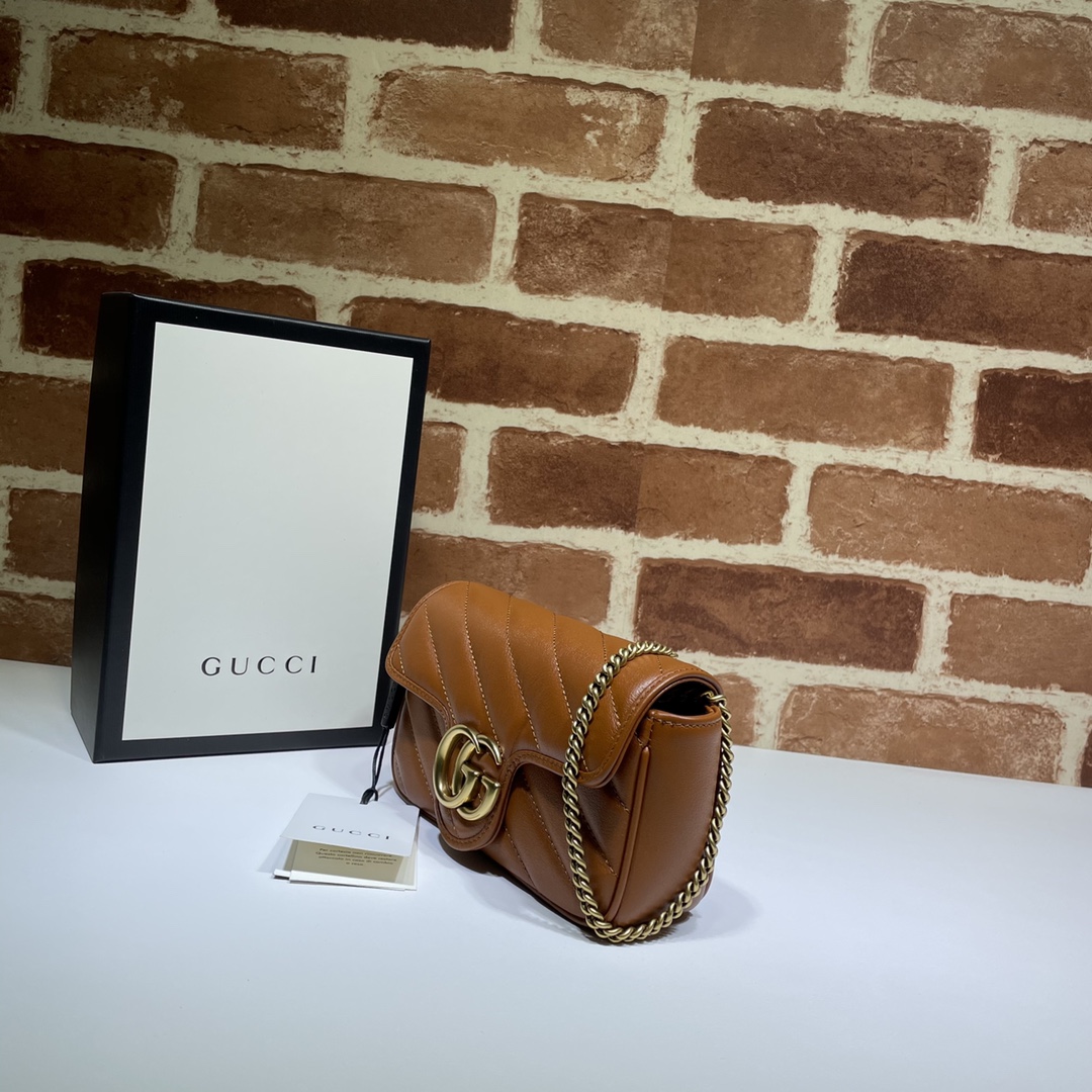 Gucci GG Marmont Matelassé Mini Brown Bag