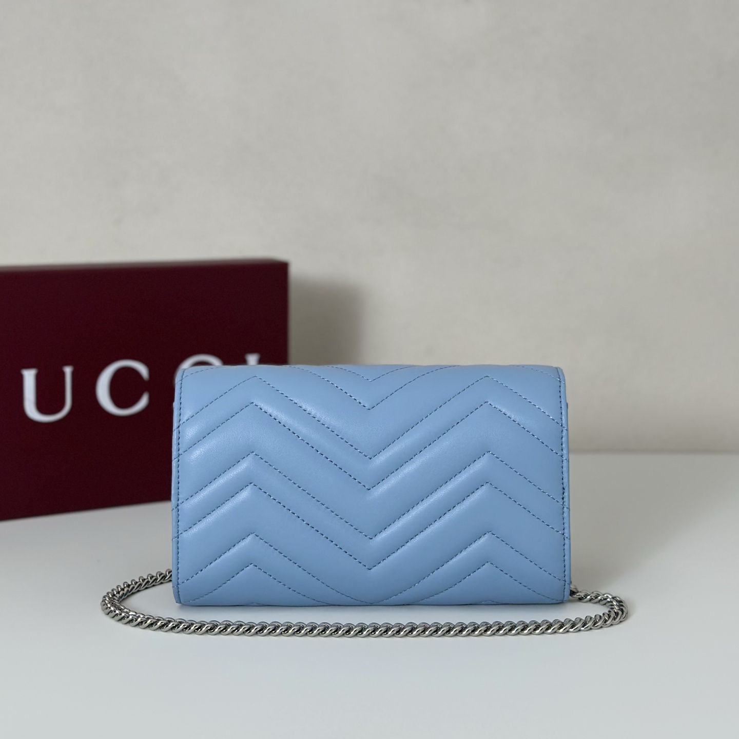 Gucci GG Marmont Matelasse Super Mini Bag Pastel blue in