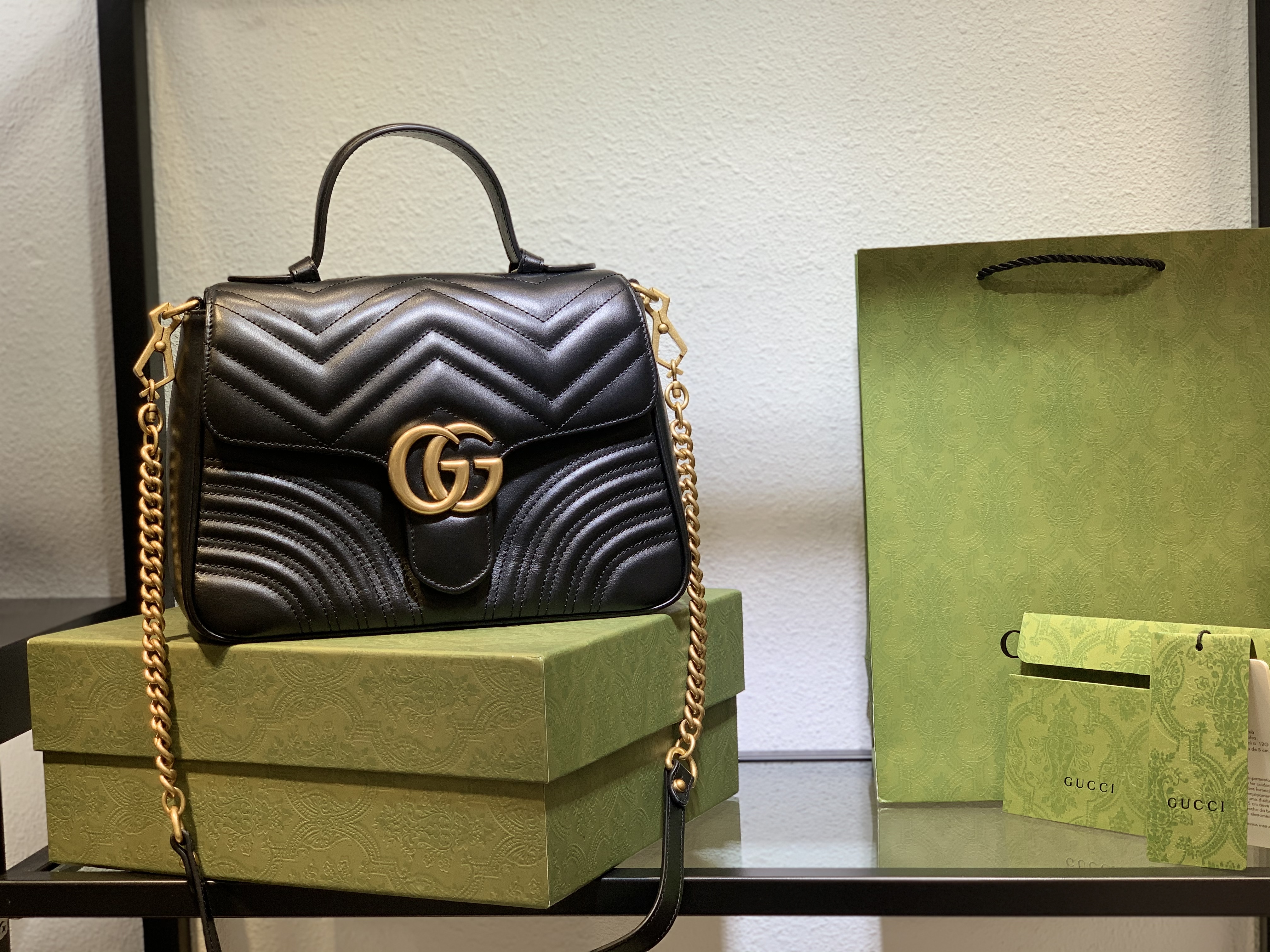 Gucci GG Marmont Mini Black Top Handle Bag