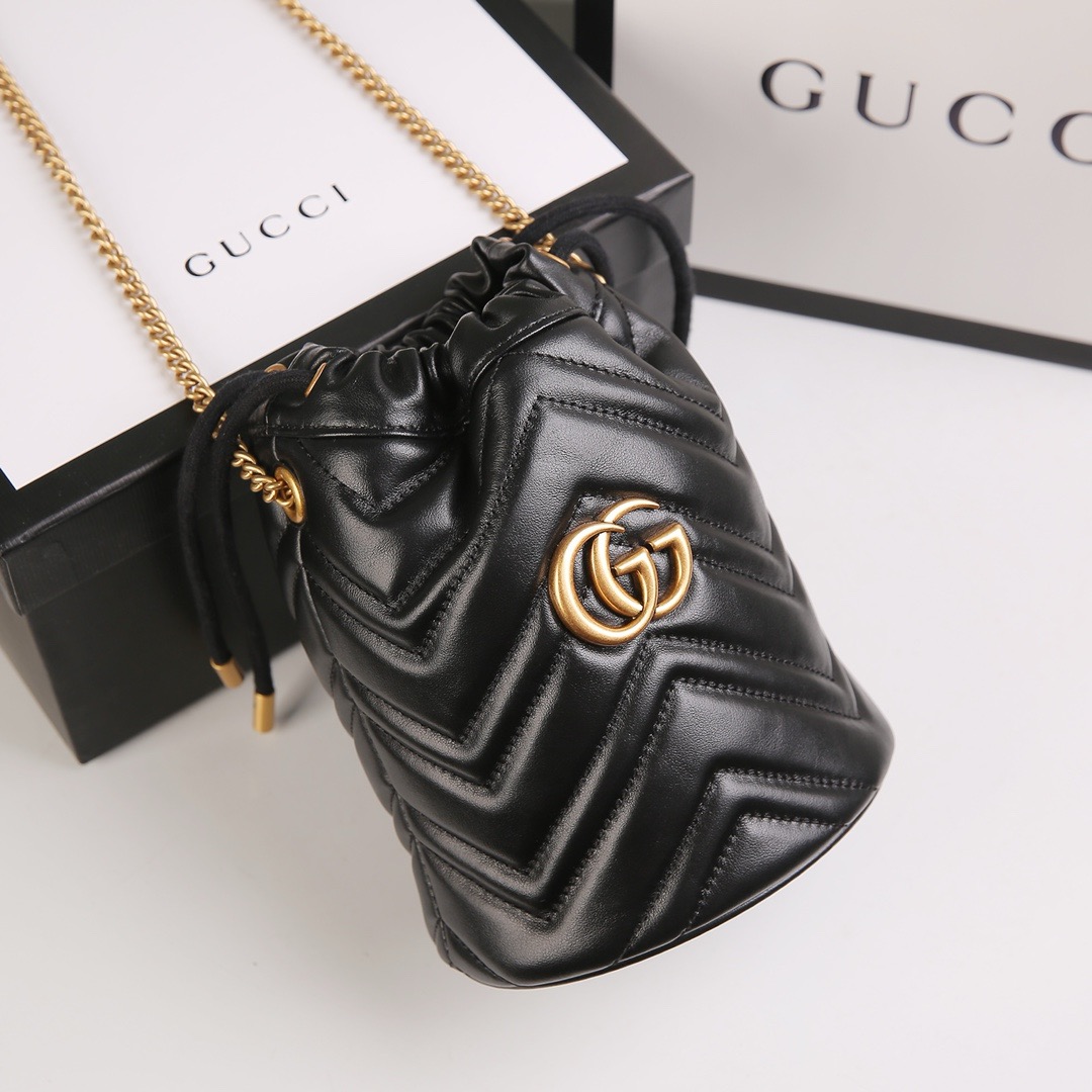 Gucci Gg Marmont Mini Bucket Bag - Black