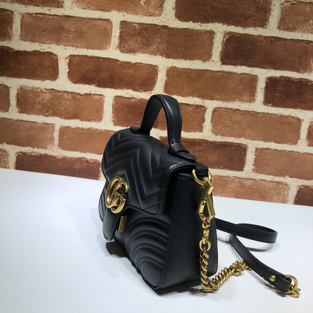 GUCCI GG Marmont Mini Top Handle Bag Black