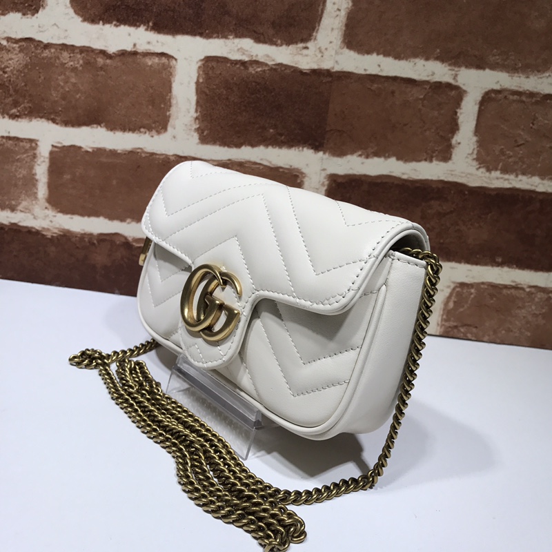 Gucci GG Marmont Quilted Leather Shoulder Bag White