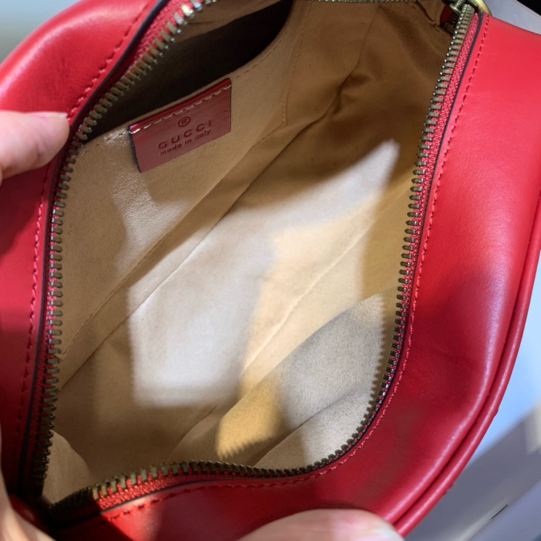 Gucci GG Marmont Small Matelassé Red Hibiscus Shoulder Bag