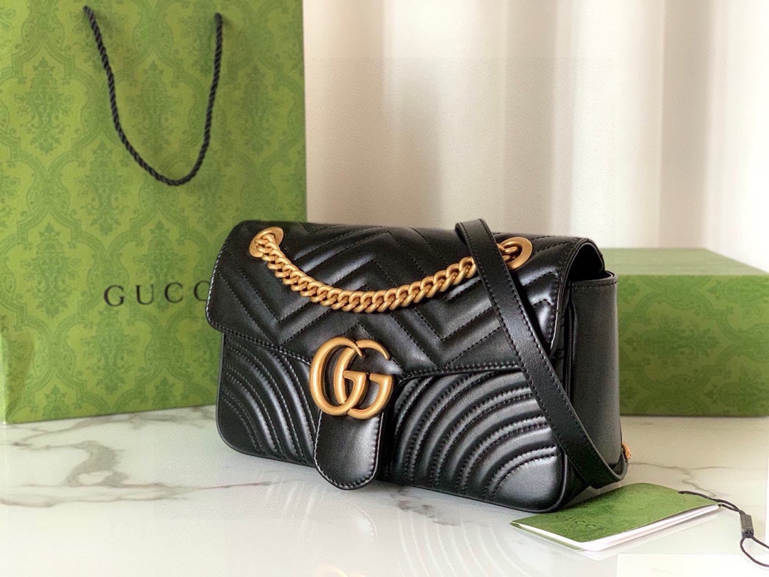 GUCCI GG MARMONT SMALL SHOULDER BAG BLACK