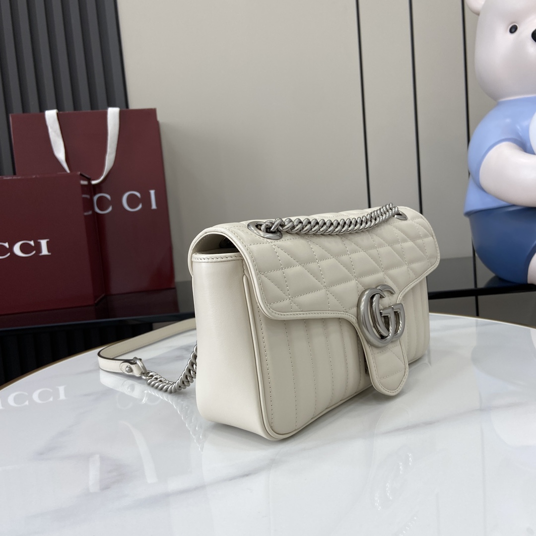 Gucci GG Marmont Small Shoulder 'White Leather'