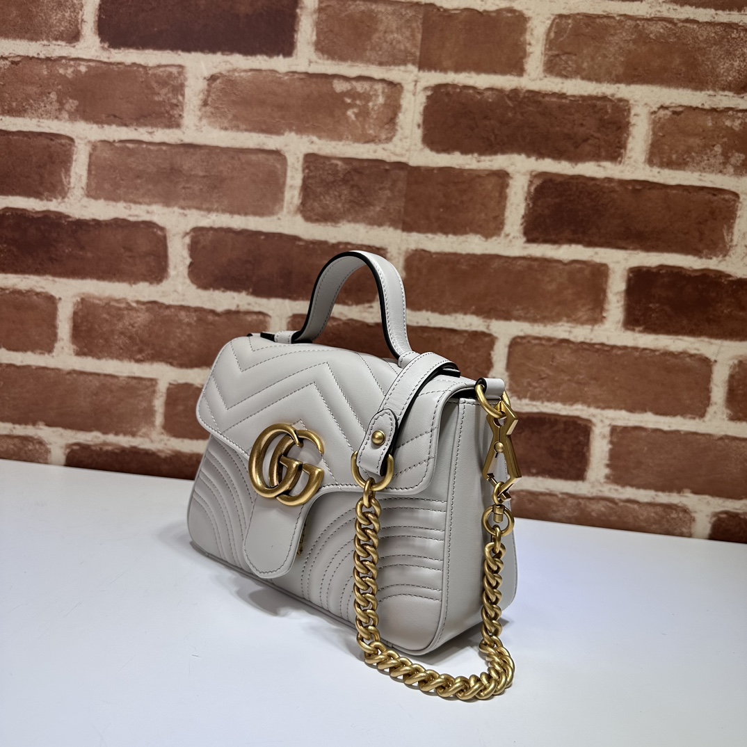 Gucci GG Marmont small top handle bag in White Leather | GUCCI