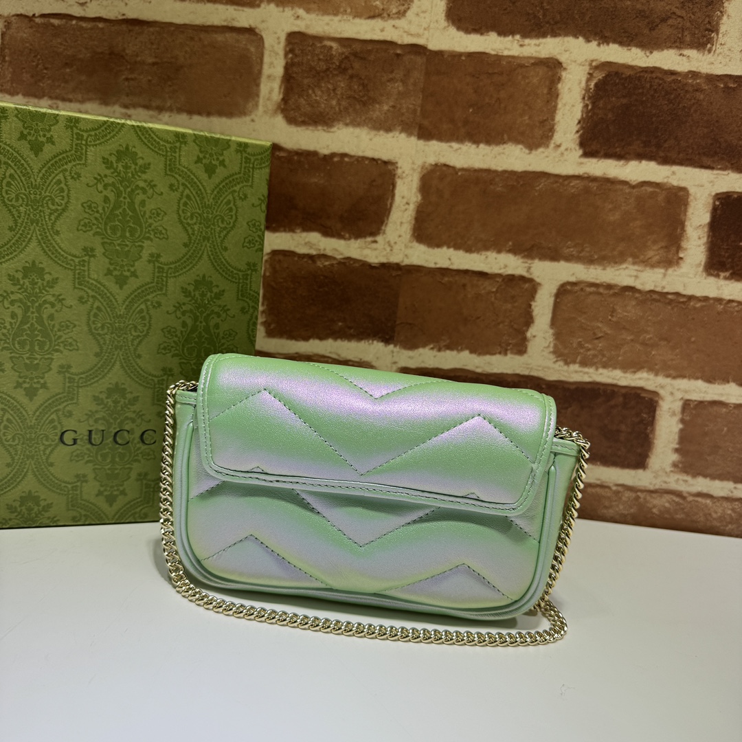 Gucci GG Marmont Super Mini Bag Light Green Iridescent in