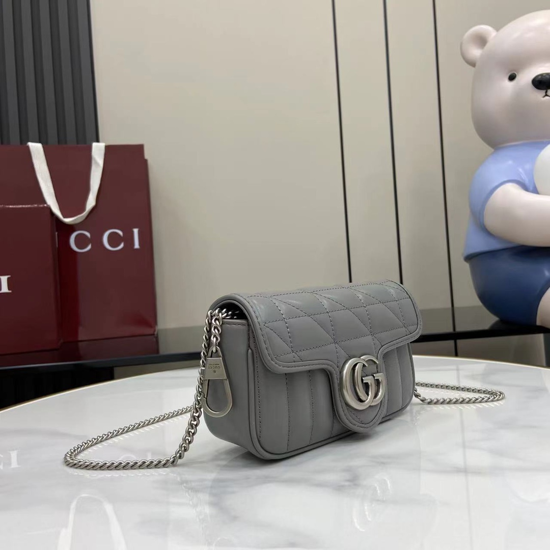Gucci Gg Marmont Super Mini Leather Shoulder Bag In Dp