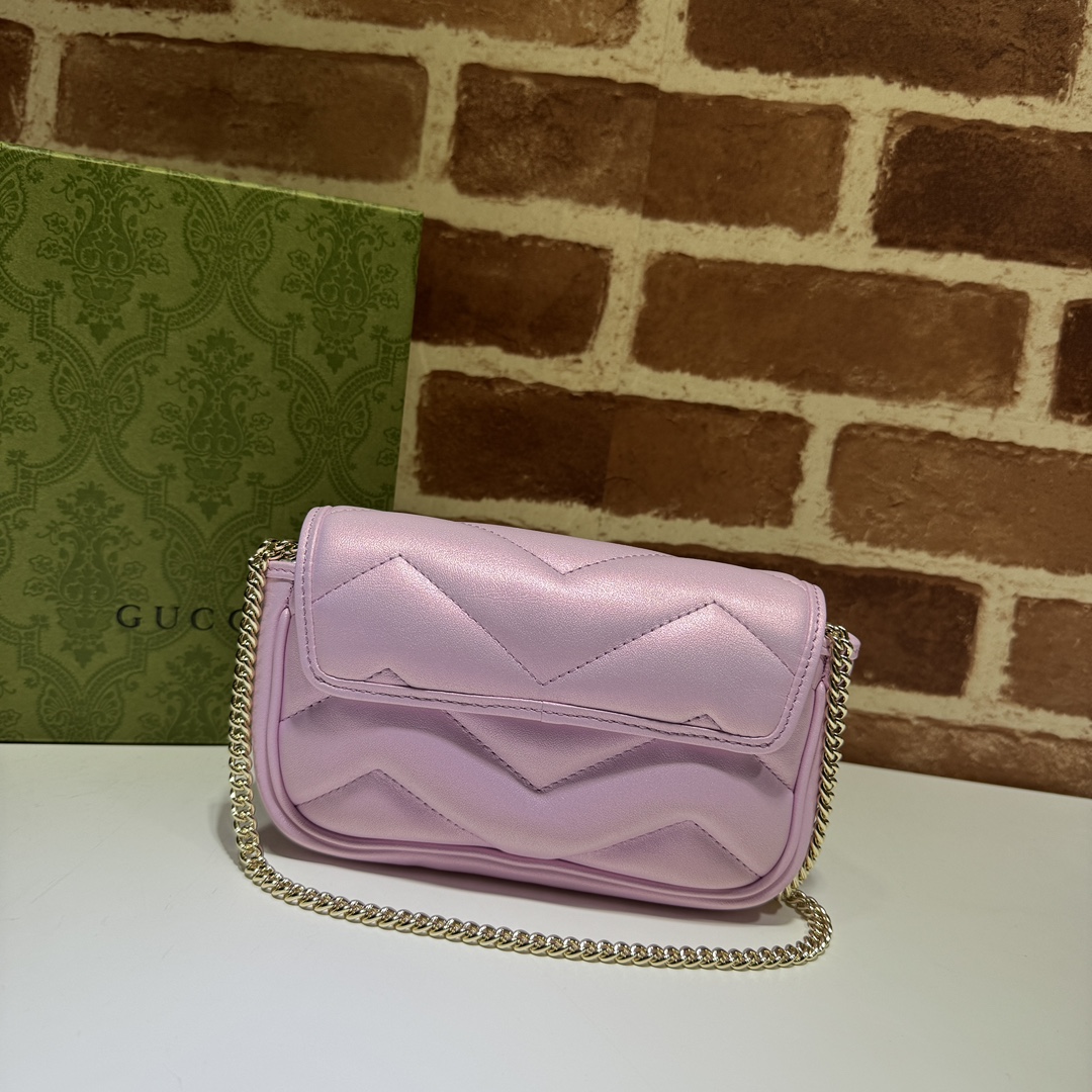 Gucci Gg Marmont Wallet-On-Chain - Light Pink Leather