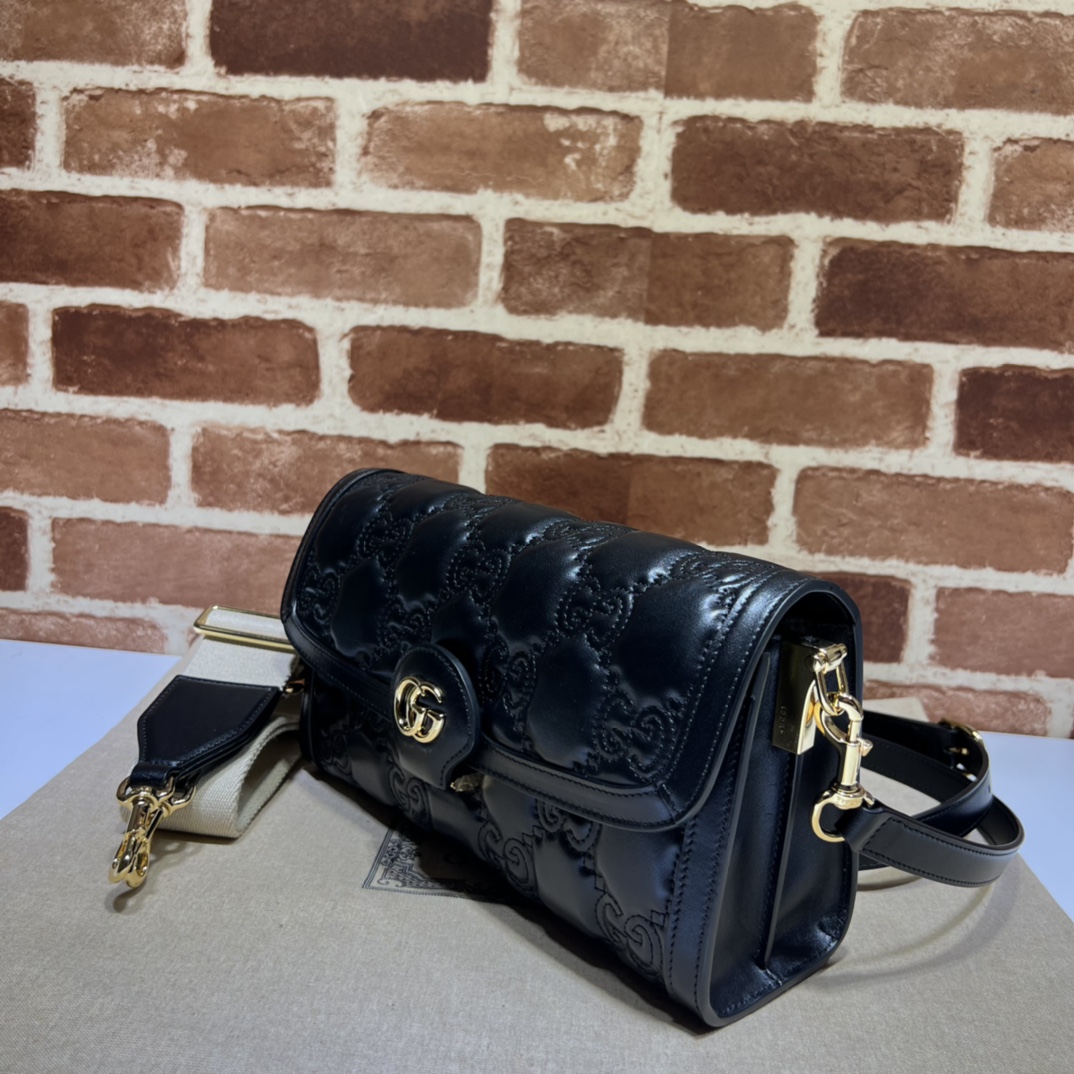 Gucci GG Matelasse Bag Small Quilted Black in Leather with