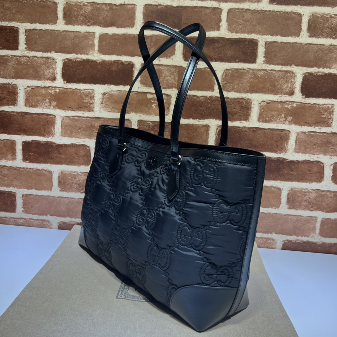 Gucci GG Matelasse Medium Bag Black Leather Nylon ref.1575578