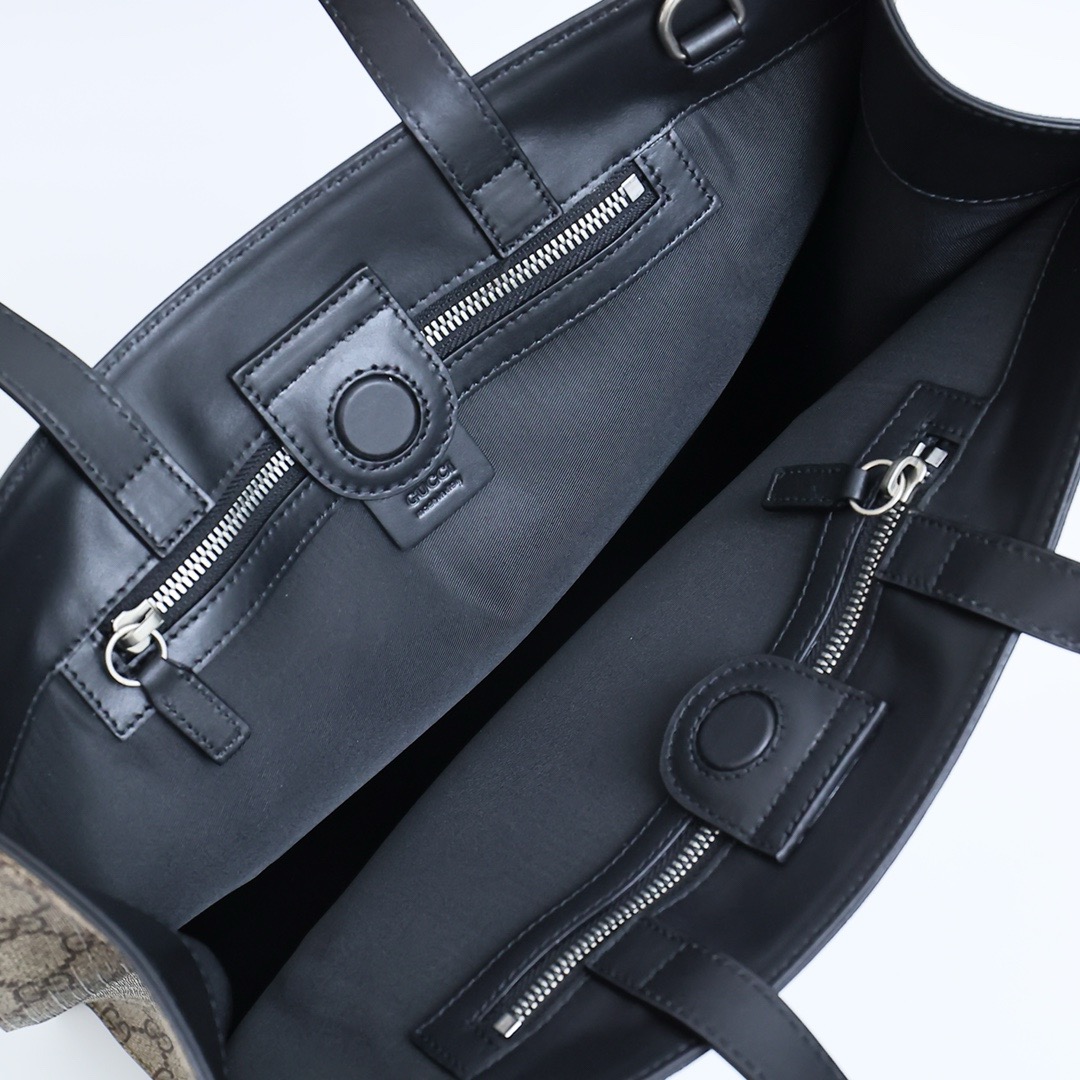 Gucci GG Supreme Handbag Black Beige