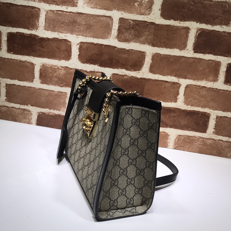 Gucci GG Supreme Padlock Small Shoulder Bag Black