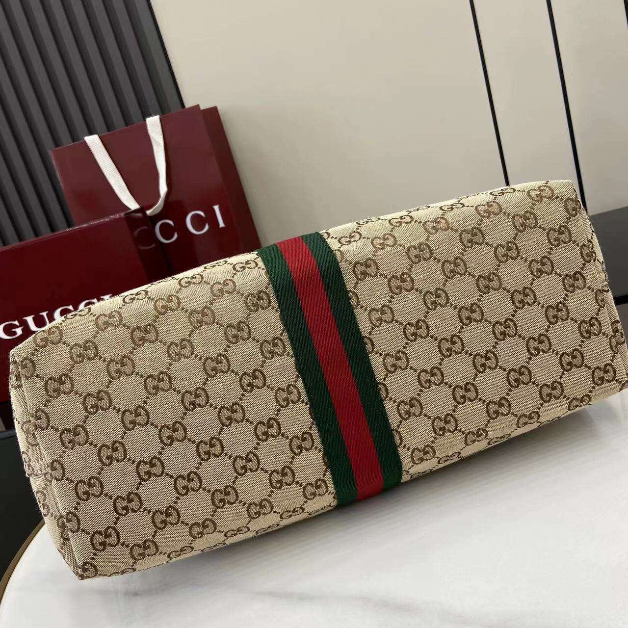 Gucci Giglio large tote bag in beige and brown GG canvas