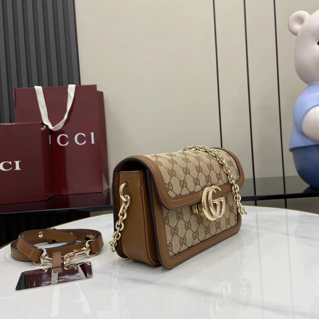 Gucci Go small shoulder bag in brown Fabric | GUCCI® SI