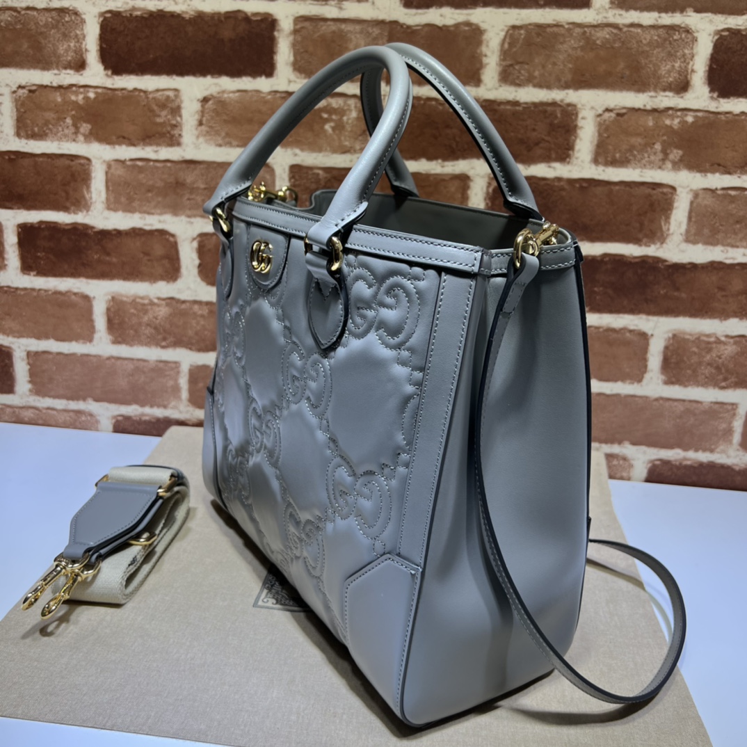 Gucci Gray GG Matelasse Satchel Grey Leather Pony-style calfskin
