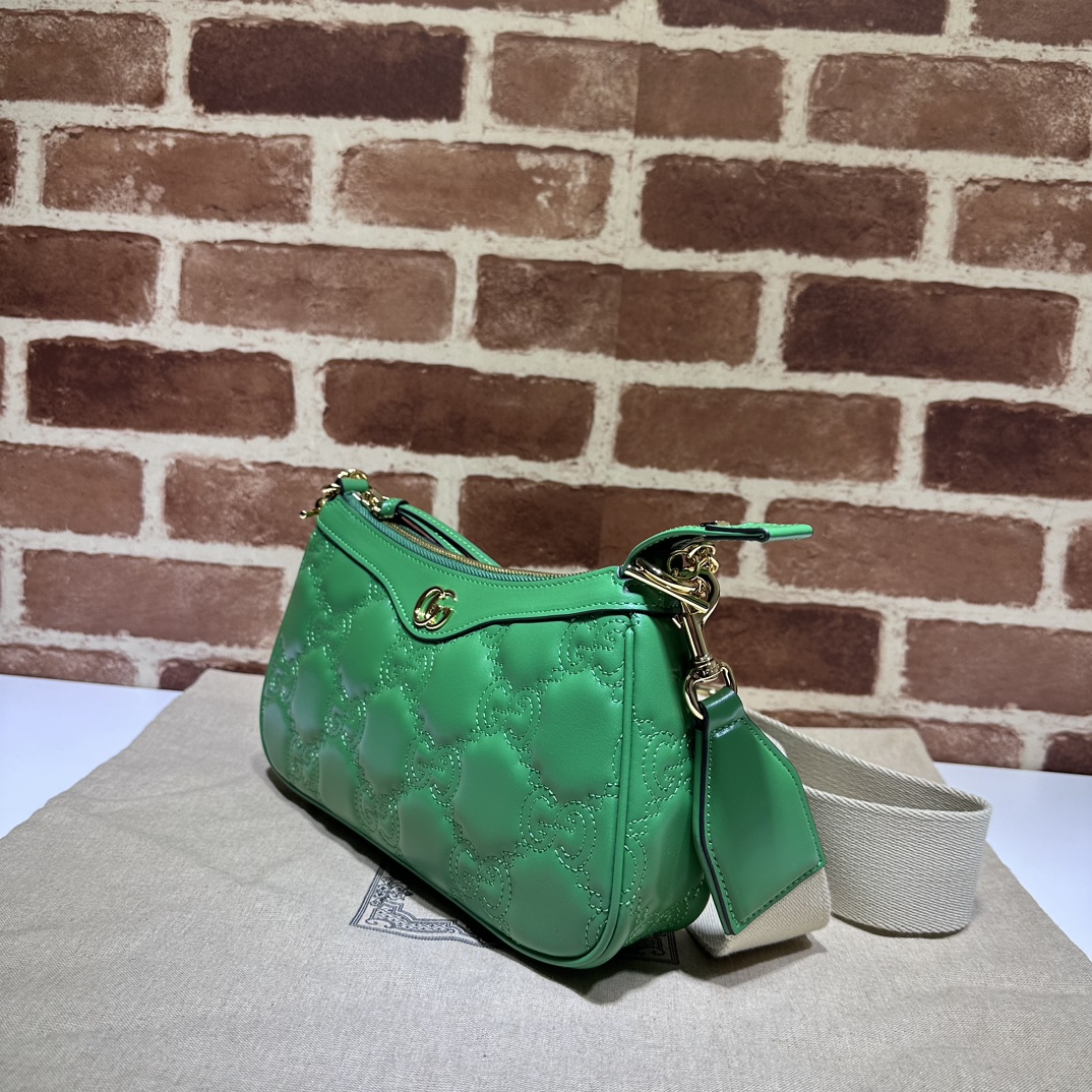 Gucci Green GG Matelasse Leather Small Shoulder Bag