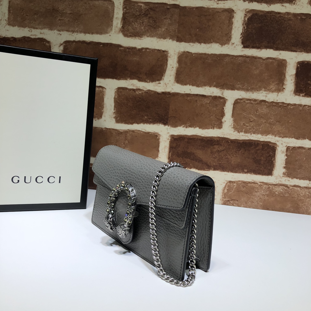 Gucci Grey Dionysus Leather Mini Bag Dusty Grey Leather