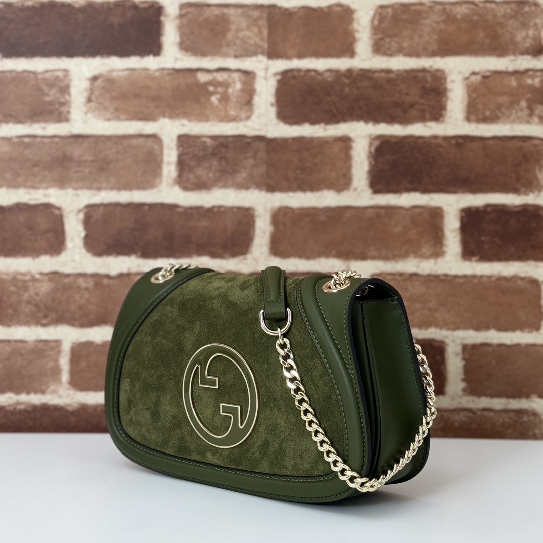 Gucci Gucci Blondie medium shoulder bag in dark green suede