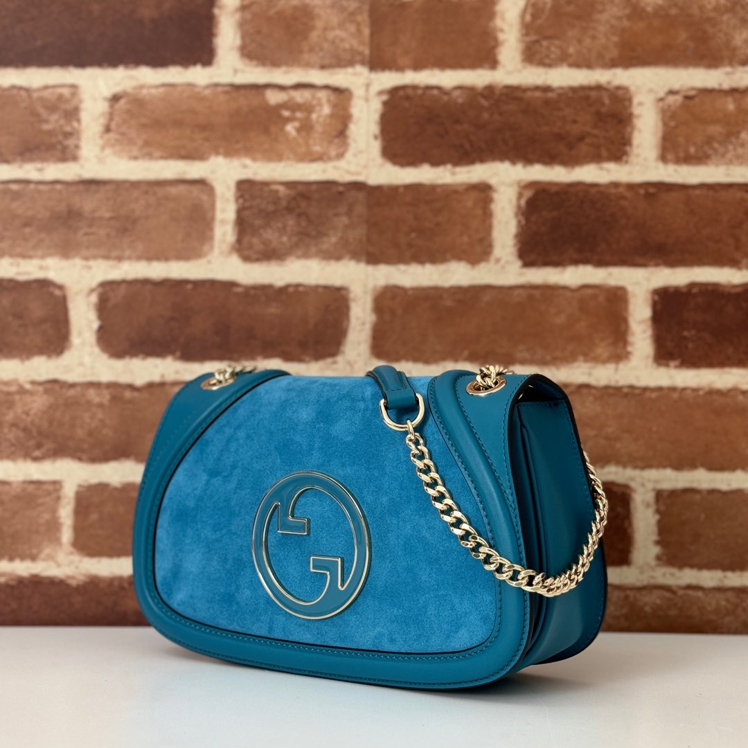 Gucci Gucci Blondie medium top handle bag in blue suede