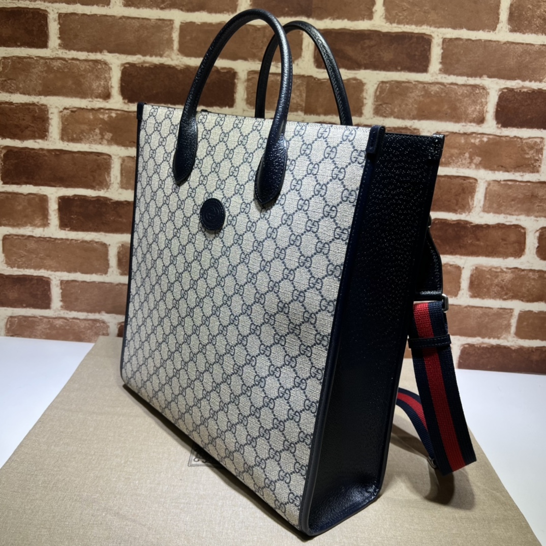 Gucci Gucci Gucci Interlocking G Beige Black PVC Tote Bag