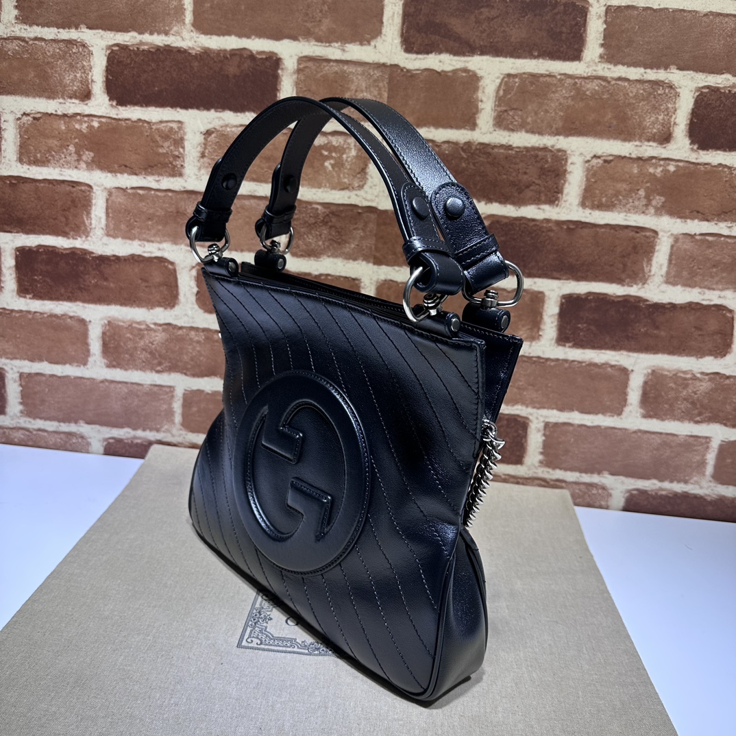 Gucci Gucci Gucci Leather Boston Handbag Black Leathe