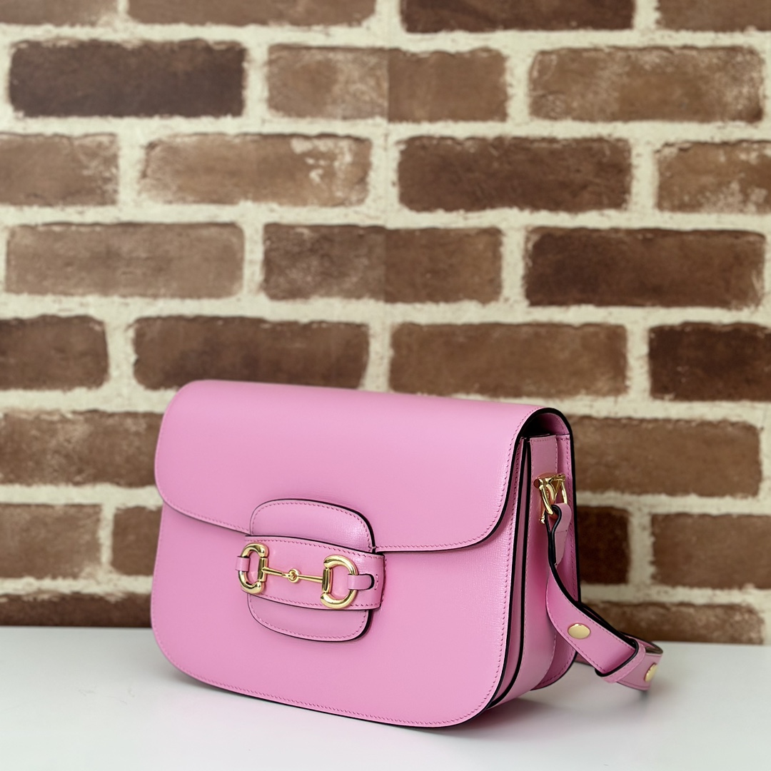 Gucci Horsebit 1955 Medium Leather Shoulder Bag - Pink