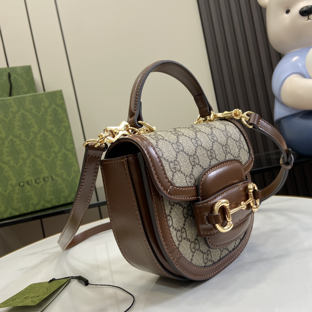 Gucci Horsebit 1955 mini top handle bag in Beige GG Canvas - Nice Bag™