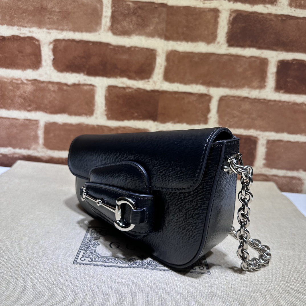 GUCCI Horsebit 1955 Shoulder Black764155 Leather