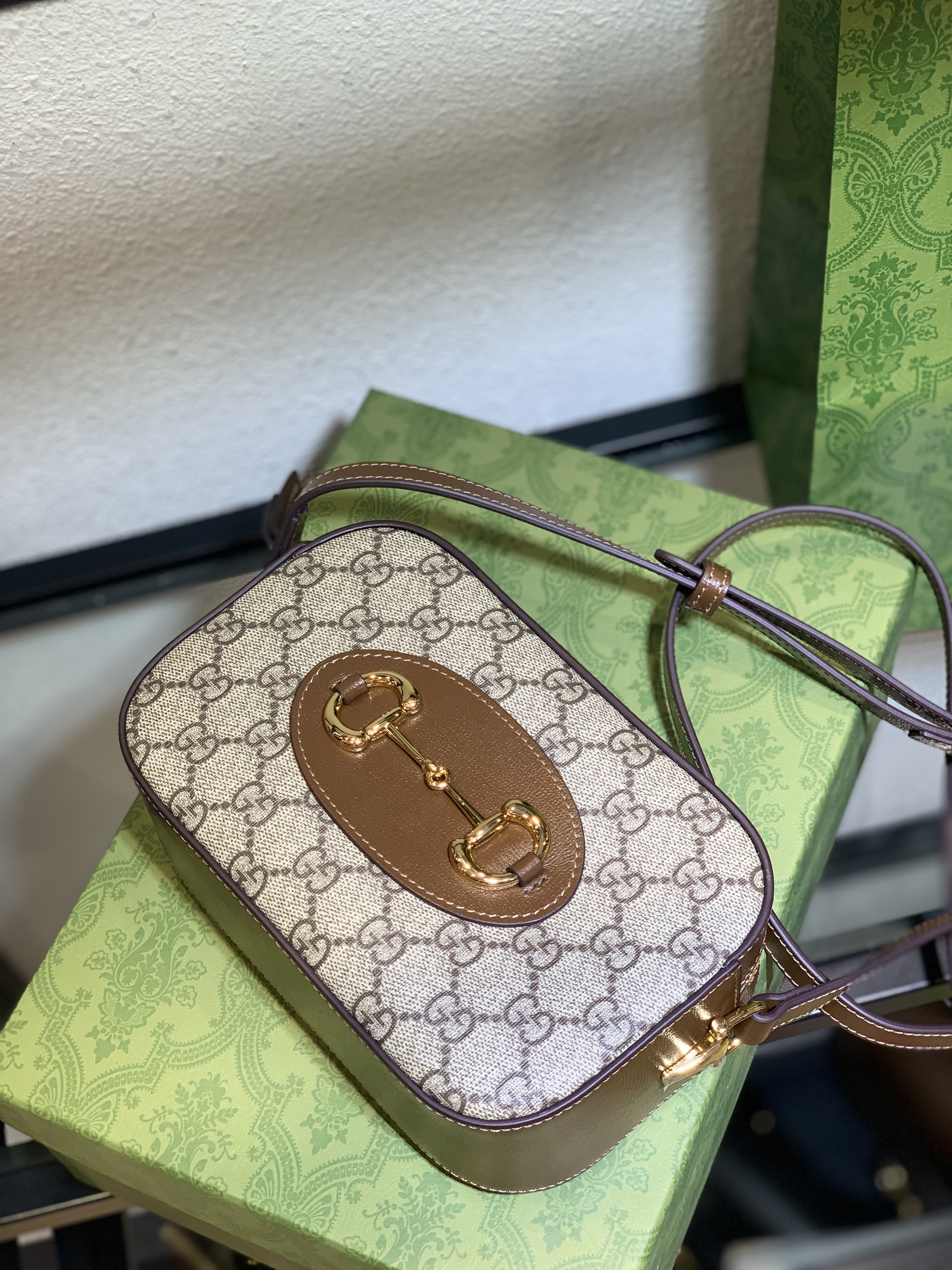 Gucci Horsebit 1955 small camera bag in Brown Leather