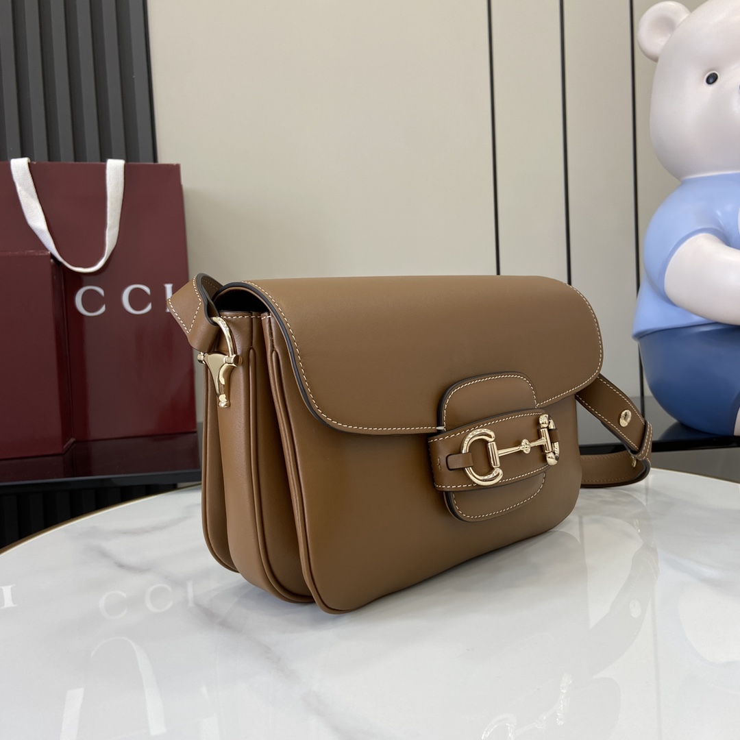 Gucci Horsebit 1955 small shoulder bag in brown leather | GUCCI® SG