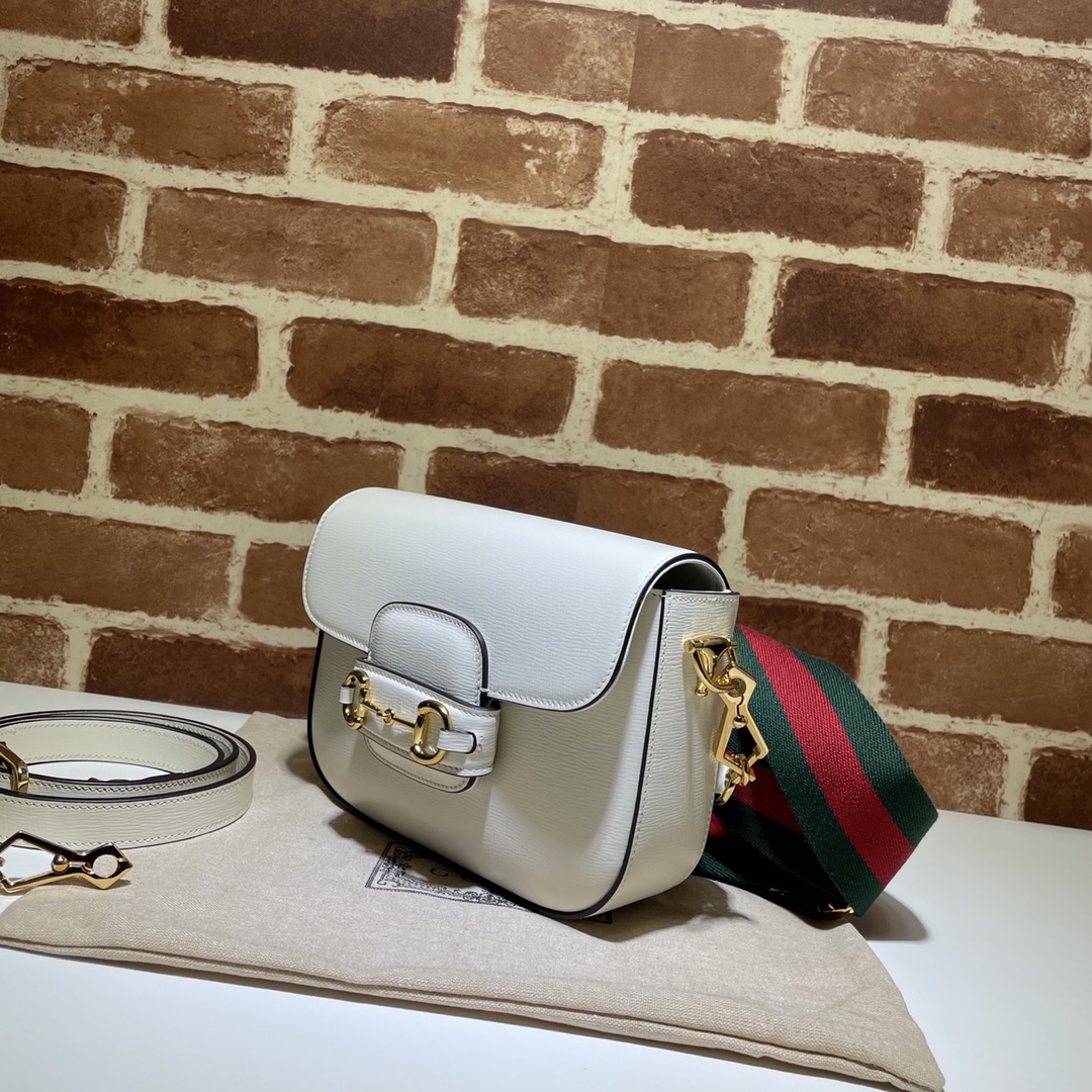 Gucci Horsebit 1955 small shoulder bag in White Leather