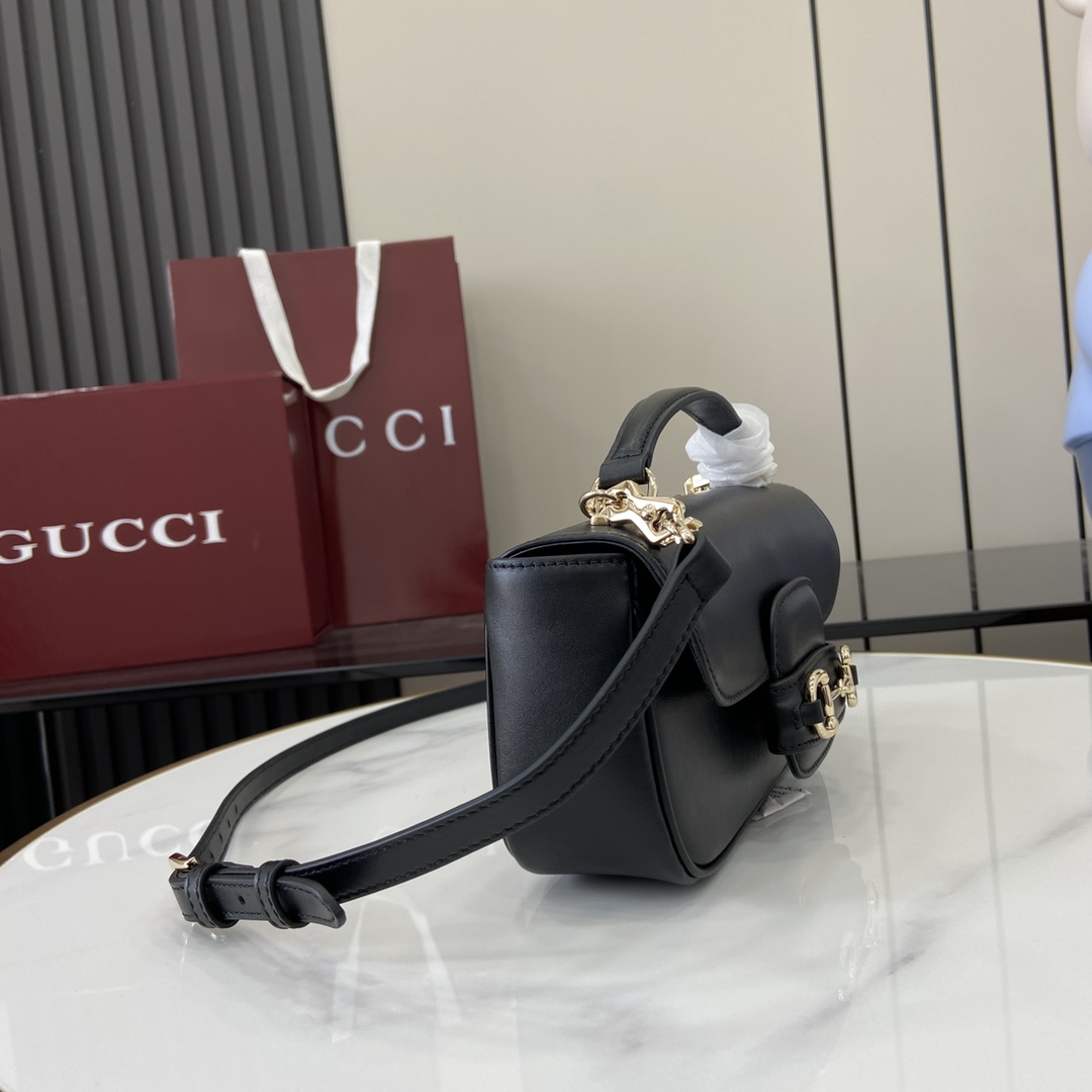Gucci Horsebit 1955 Soft small top handle bag in black leather