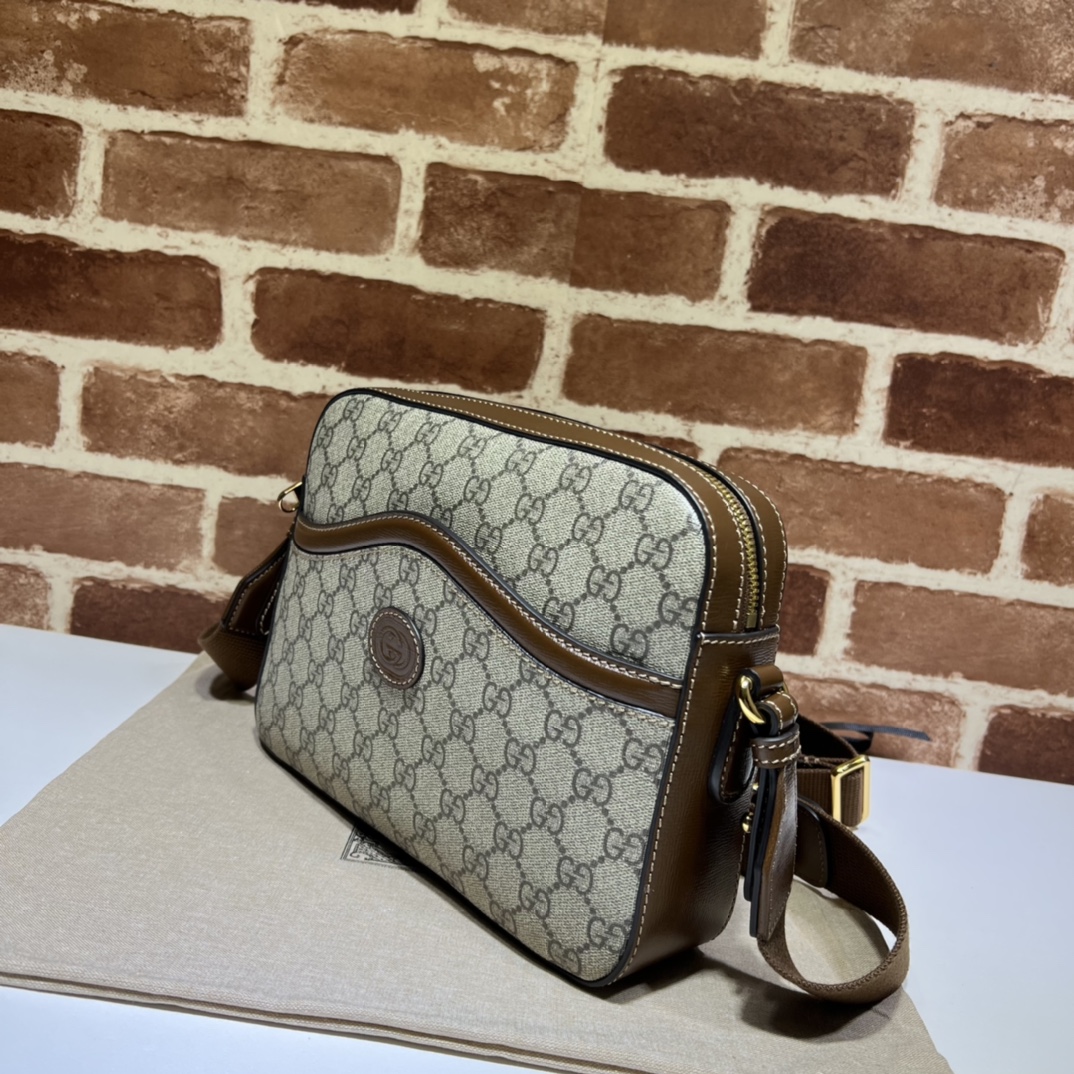 Gucci Interlocking G Messenger Camera Bag GG Coated Canvas