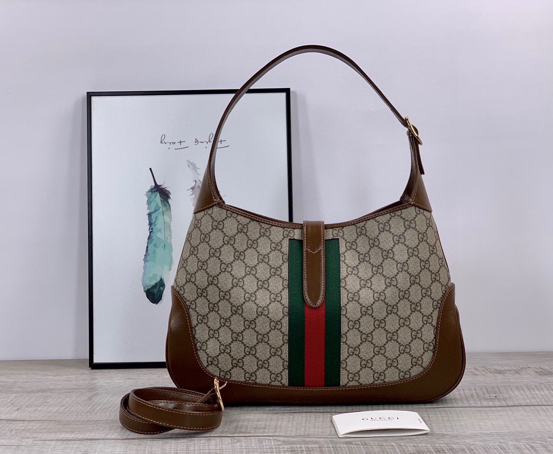 Gucci Jackie 1961 Hobo GG Coated Canvas Medium Brown