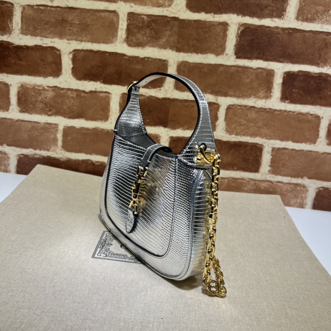 Gucci Jackie Notte mini python bag in silver-toned | GUCCI