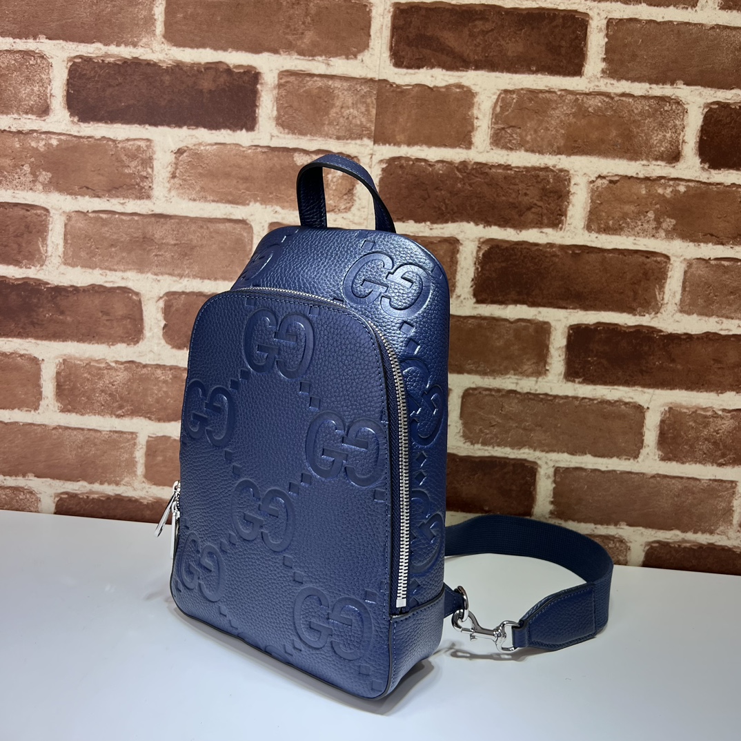 Gucci Jumbo Gg Crossbody Bag Gg Leather - Blue