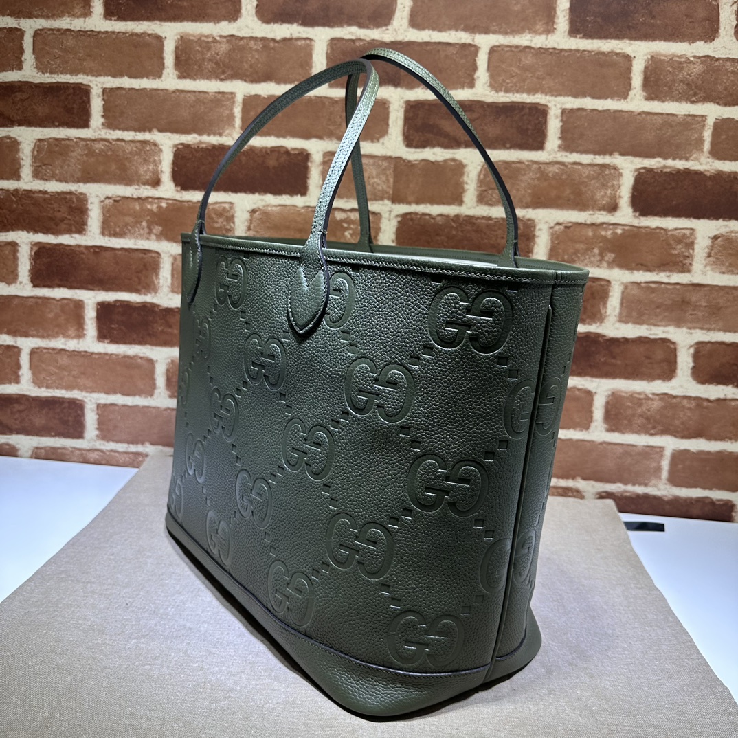 Gucci Jumbo GG Large Leather Tote in green