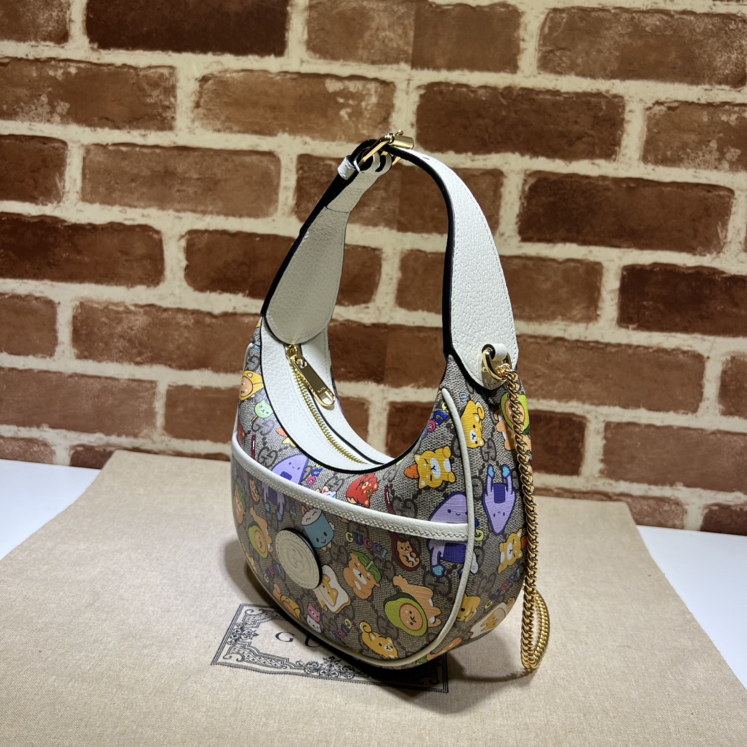 Gucci Kawaii GG Supreme Mini Shoulder Bag in Beige Canvas