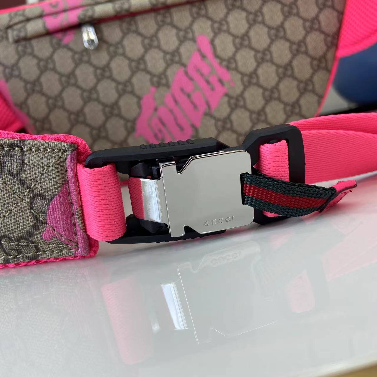 Gucci Large belt bag with print in beige and dark brown GG Monogram | GUCCI® GR