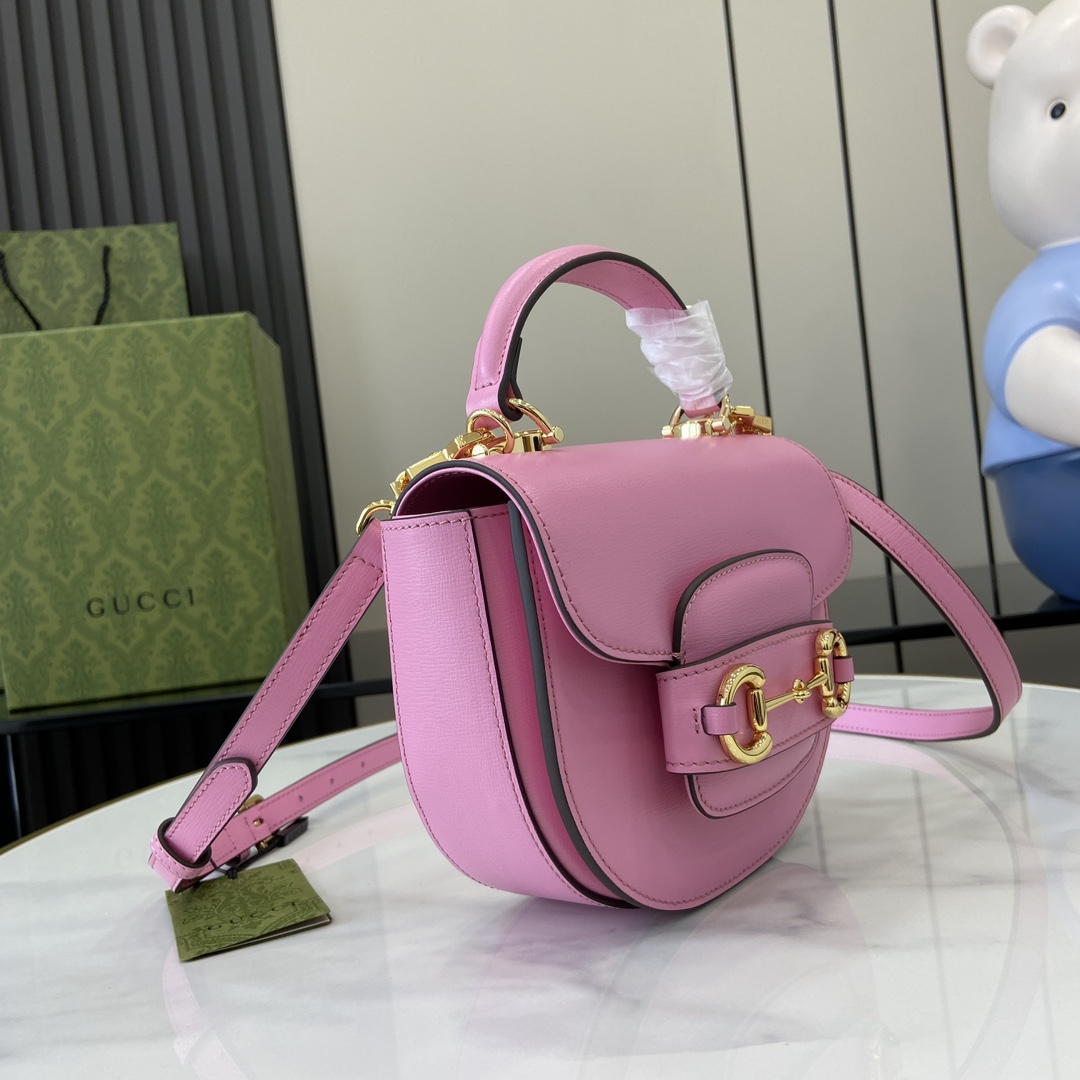 Gucci Leather Horsebit 1955 Mini Top Handle Pink