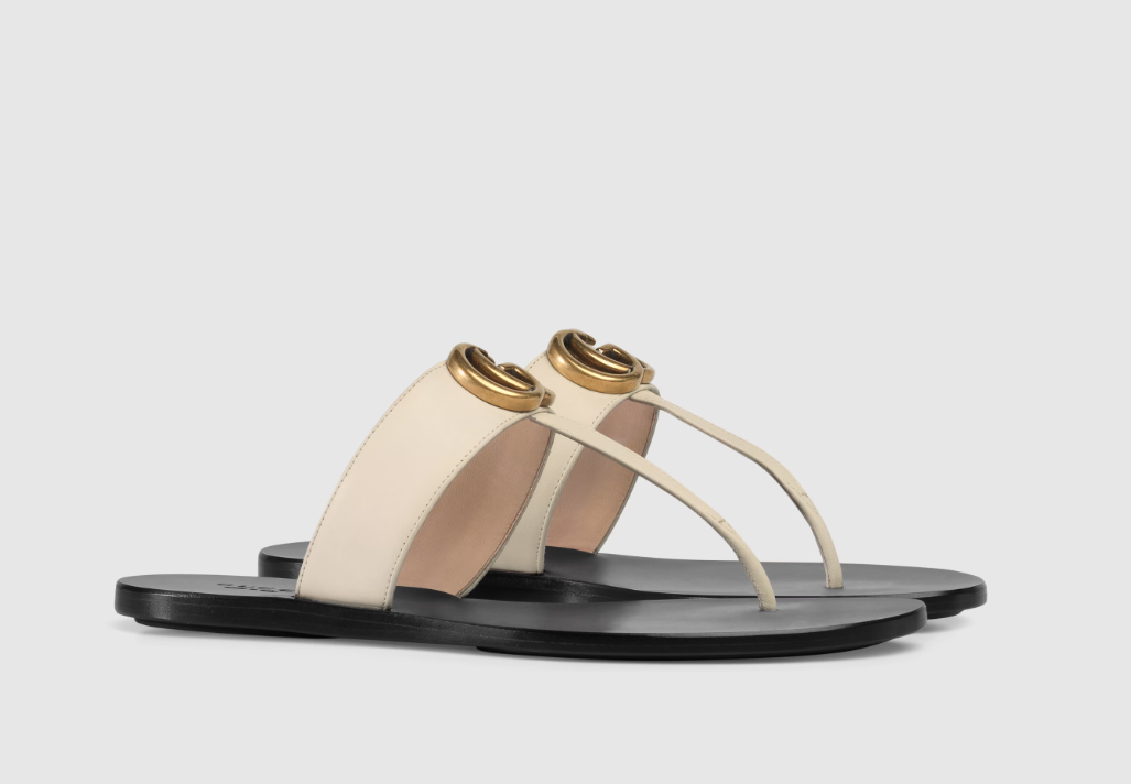 Gucci Leather Thong Sandal With Double G EU35-45
