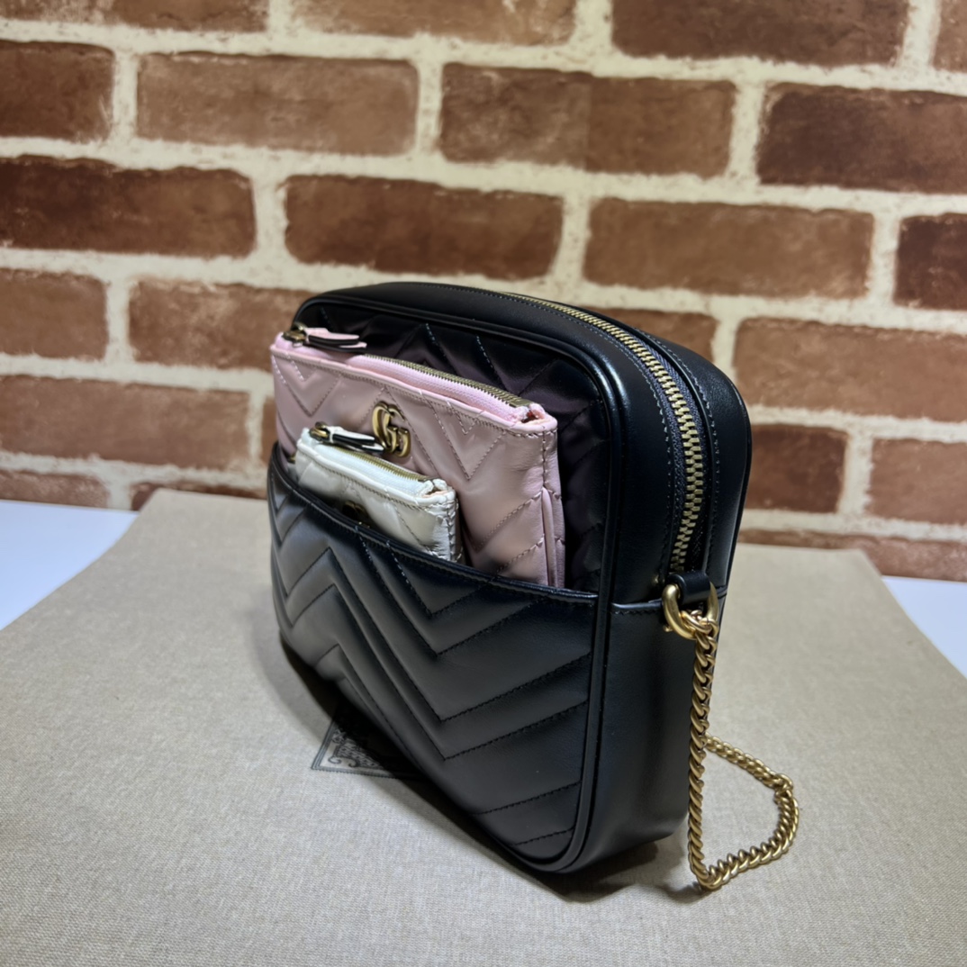 Gucci Loose Fit - Black 'GG Marmont 2.0' bag with two