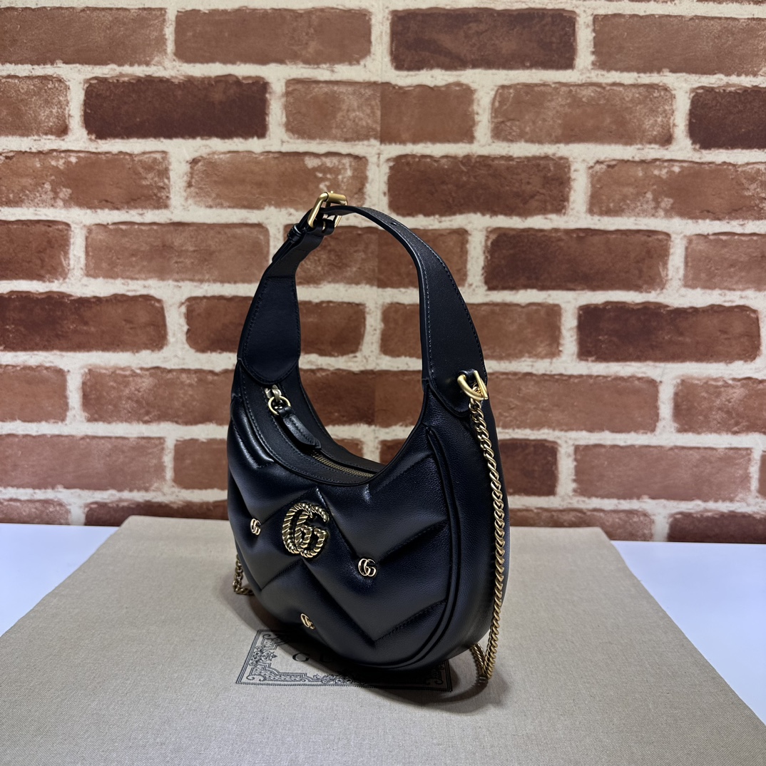Gucci Marmont Half-Moon-Shaped GG Mini Bag black