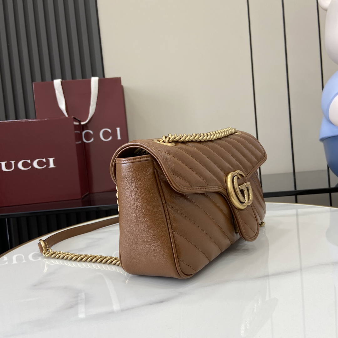 Gucci Marmont small matelasse shoulder bag brown