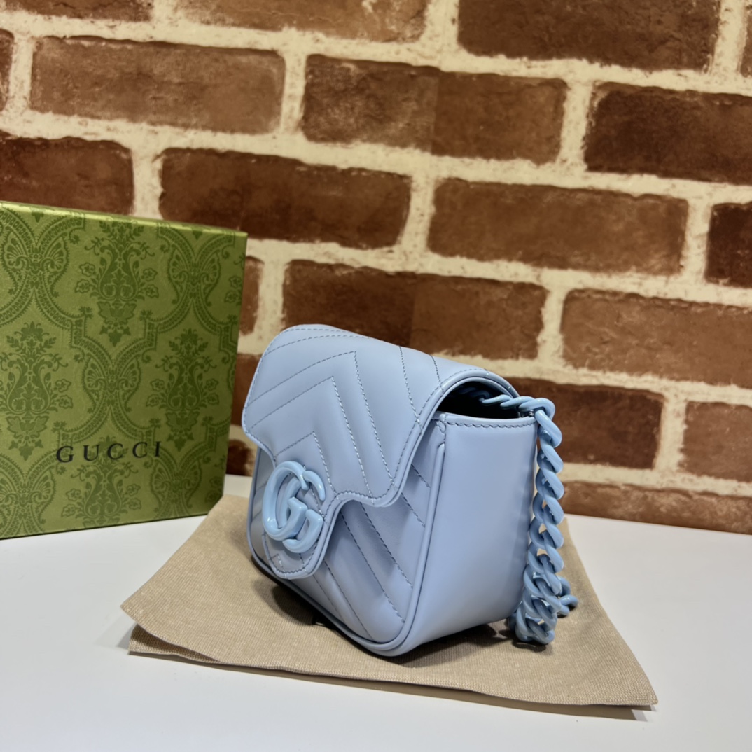 Gucci Marmont small shoulder bag in light blue leather