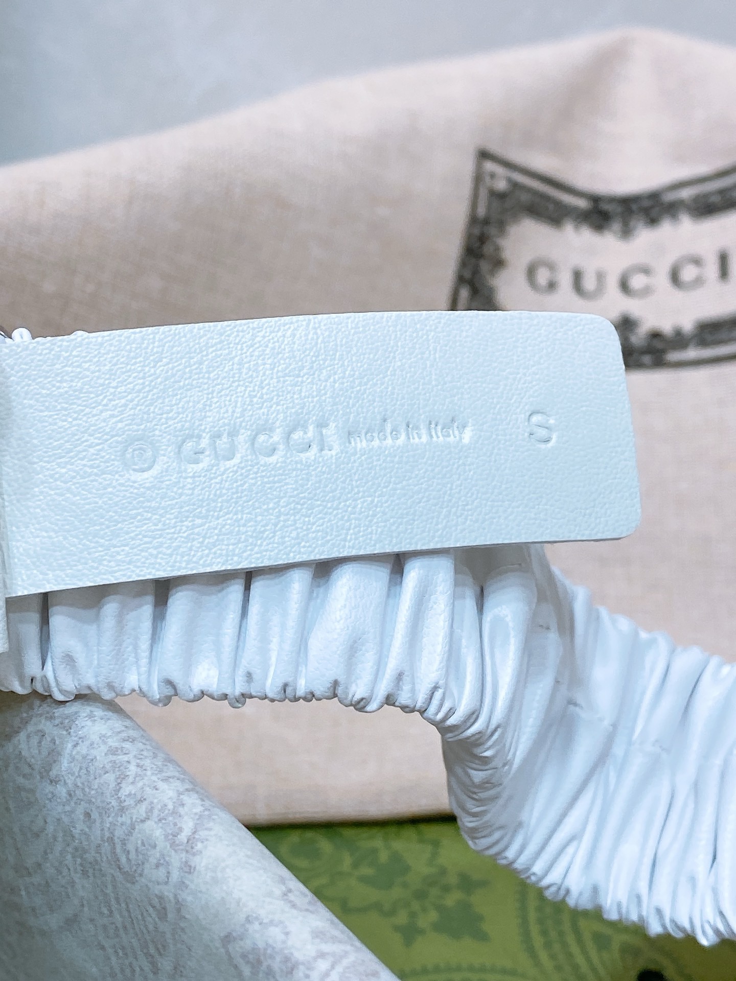 Gucci Marmont wide satin belt with white crystal strap