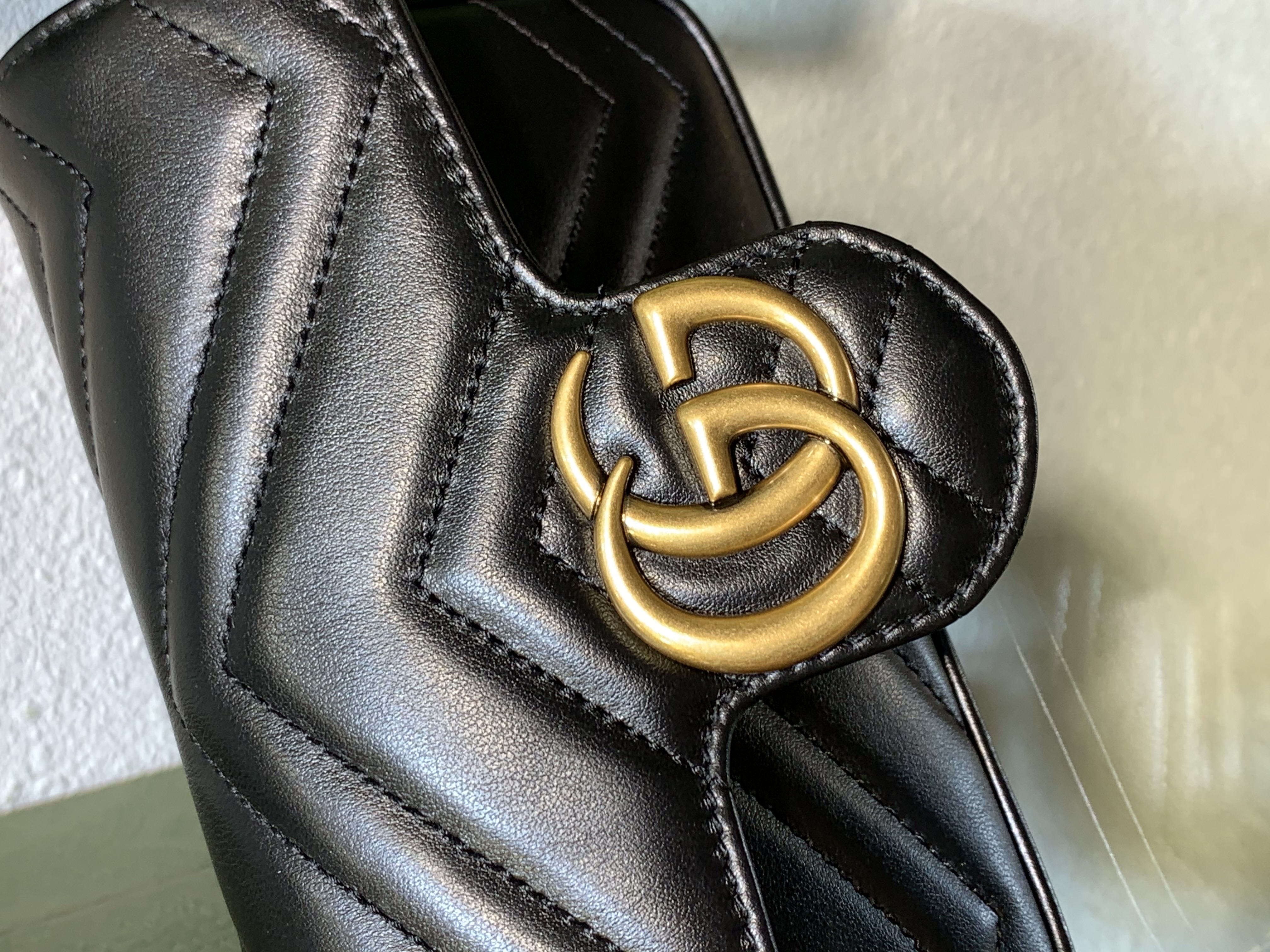 Gucci Black Matelassé Mini Bag – Stunning 2024 Gold GG Chain