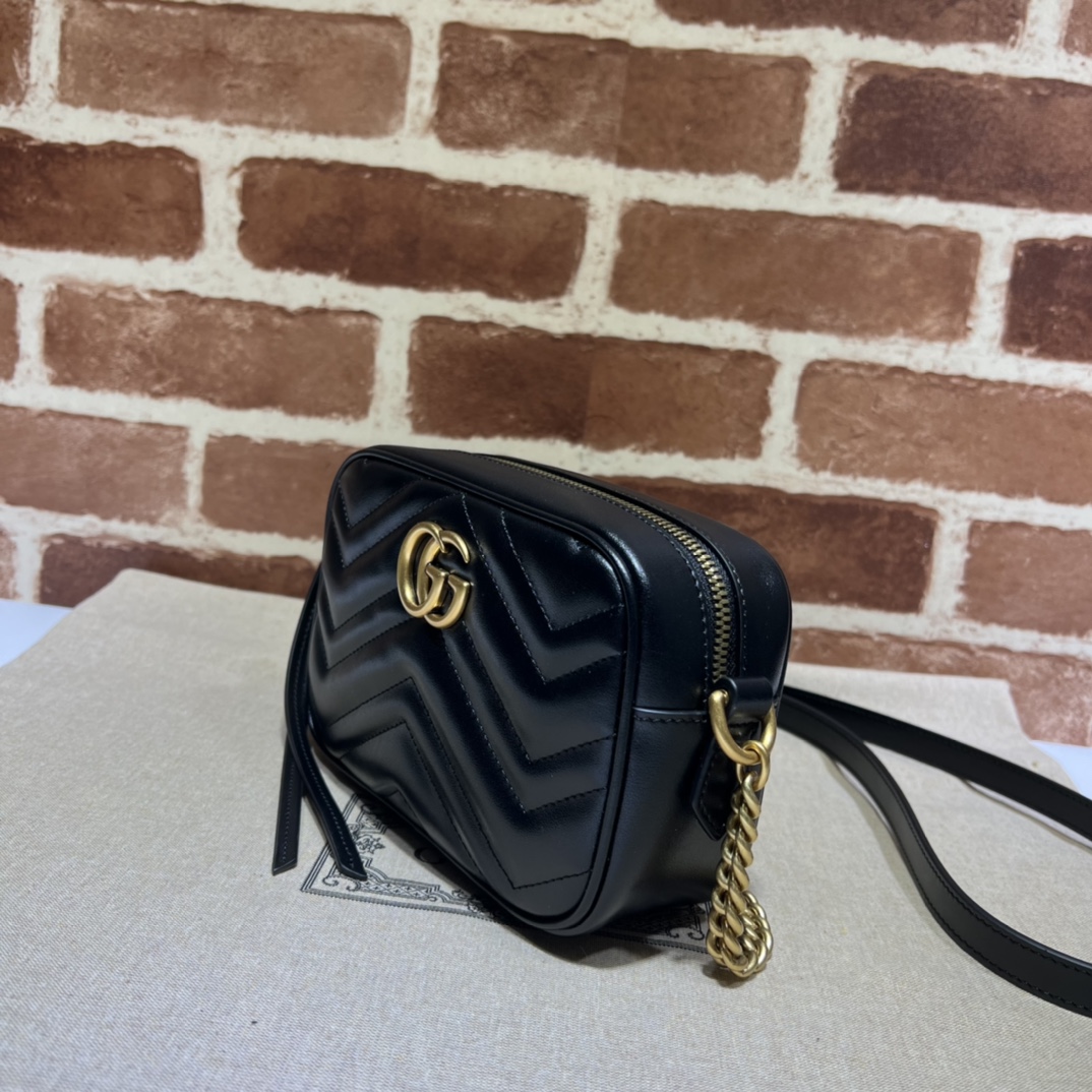 Gucci Matelasse Small GG Marmont Black and Gold
