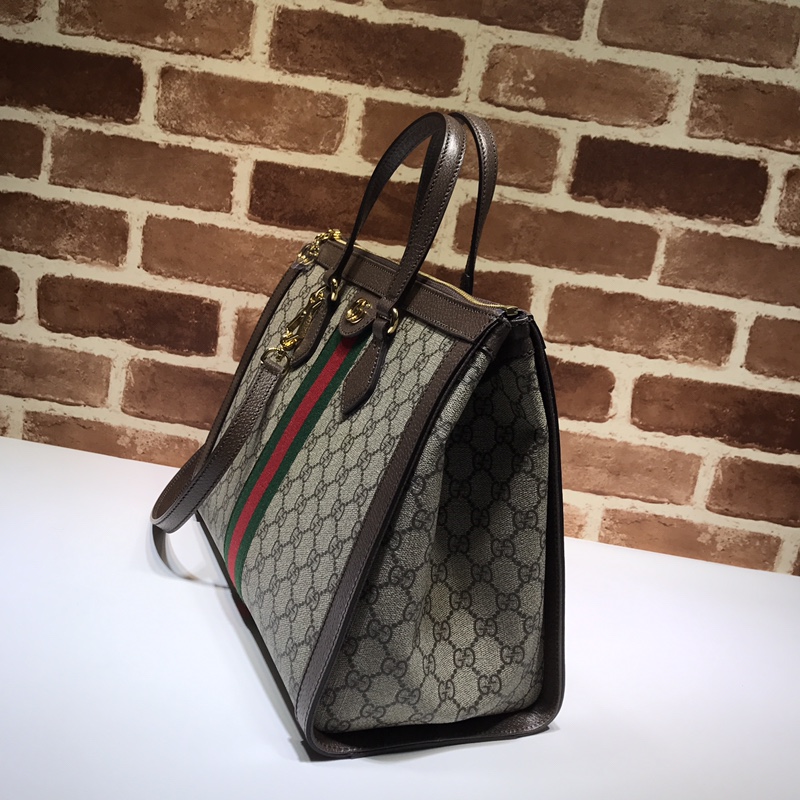Gucci Medium Ophidia Tote - Brown, Green, Red, Grey